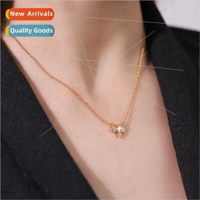 Copper plated wh zirconium necklace threepcs set female Kore