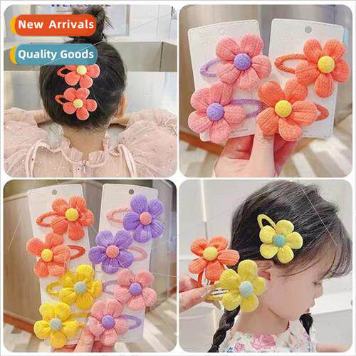 Children lovely cloth flowers on clip hair accessories Korea
