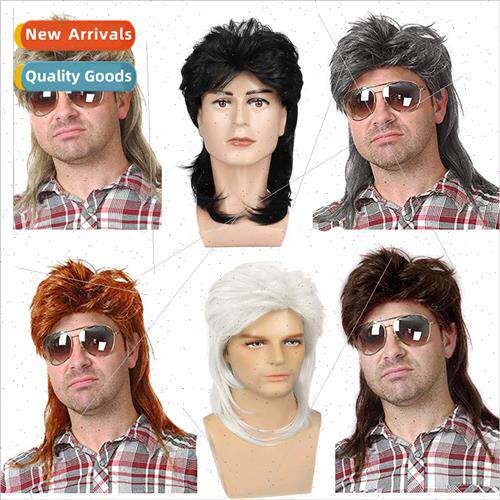 Europe Men Wigs 80s Punk Heavy Metal Shawl Curly Festival Wi