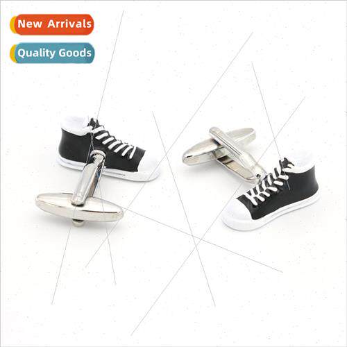 Black High Top Shoes Board Shoes Canvas Shoes Cufflinks Fun