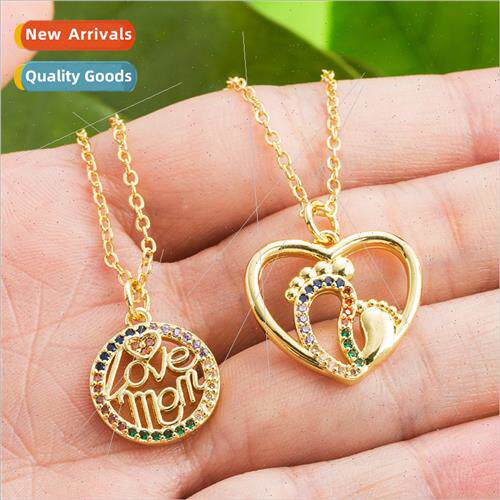 love mom mother day gift necklace copper gold plated micro z