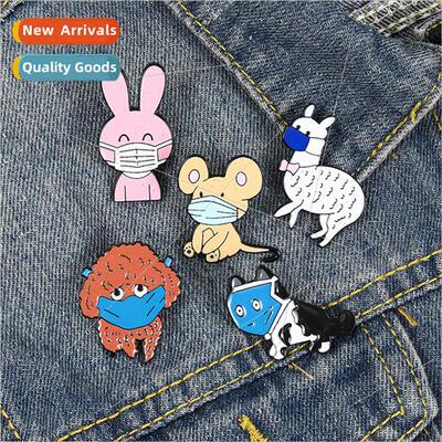 Cartoon cute animal rabb mouse puppy pin care health prevent