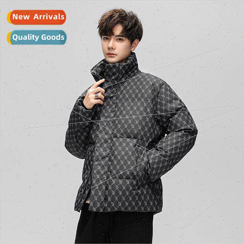 Short down jacket men padded plaid jacket fashion casual men
