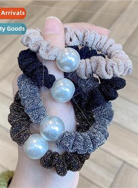 Leather band female hair tie pearl large intestine hair circ