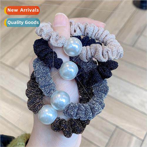Leather band female hair tie pearl large intestine hair circ
