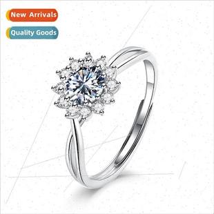 D color flower moissanite ring girls niche 2023 white gold p