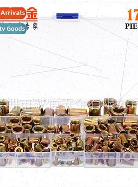 175pcs Rivet Nut M3-M10 Zinc Plated Serrated Nut Flat Head R