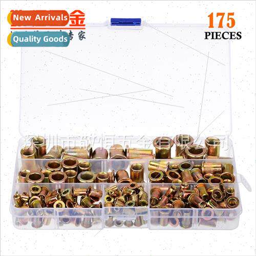 175pcs Rivet Nut M3-M10 Zinc Plated Serrated Nut Flat Head R