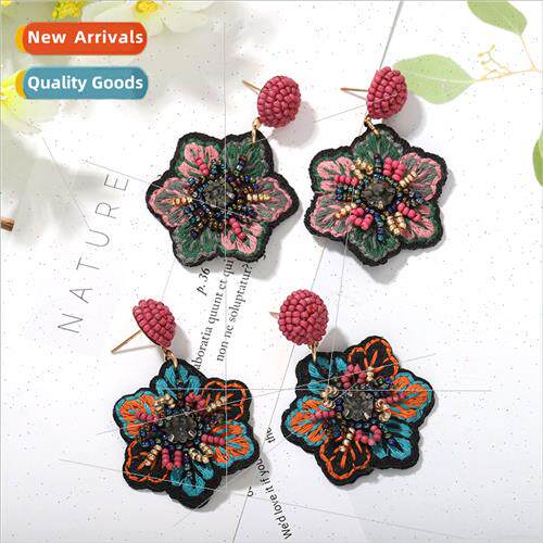 Popular retro ethnic classical embroidery earrings handmade