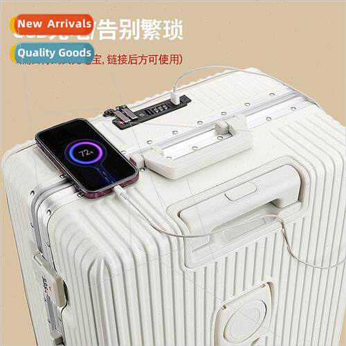 Front opening lid luggage USB charging port trolley case alu