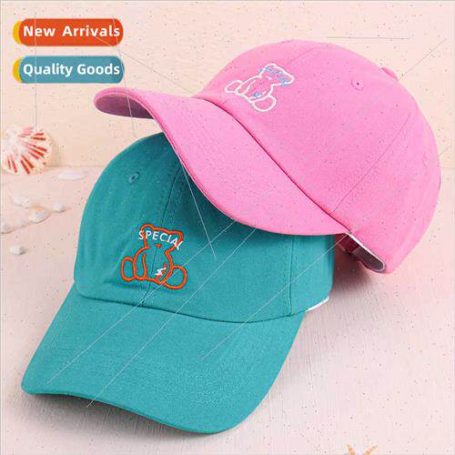 Korean new baseball cap cute bear letters embroidery spring