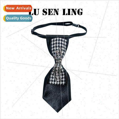 ins wind jk small tie Korea thousand bird plaid tassel rhine