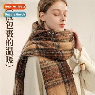 retro plaid winter senior wil fall sense female Meilad scarf