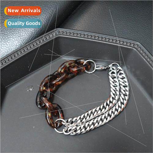 ins new leopard yaklat chain splicing tanium steel hip-hop b