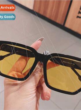 Rectangular black frame yellow sunglasses female 2022 new se
