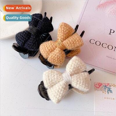Cute pills head grab clip elegant wool bow headdress hairpin
