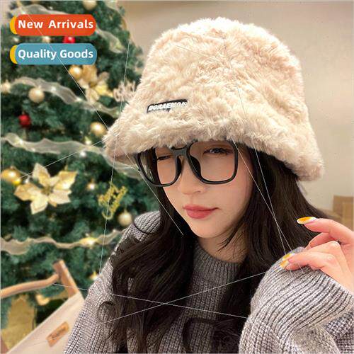 Korea lamb wool fisherman hat children winter plush thickene