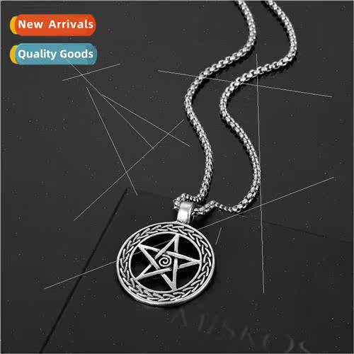Europe hollowed out round pendant set men pentagram nightclu
