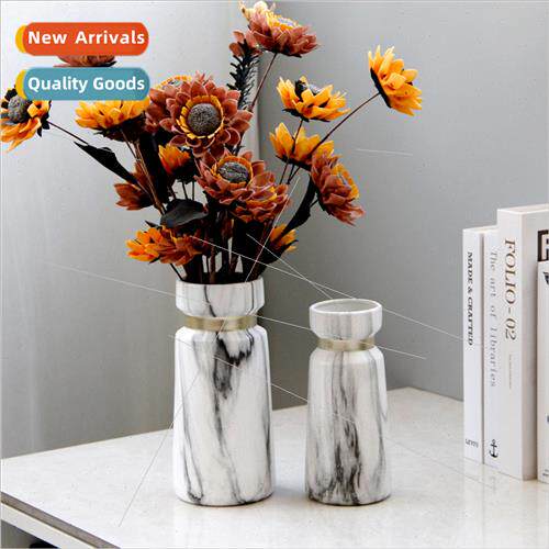 Scandinavian simple marbled ceramic vase dried flower arrang