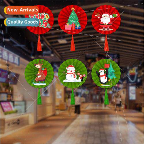 Christmas decorations Christmas paper fan flower small fan s