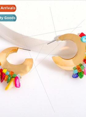 Ethnic earrings alloy inlaid colorful stone earrings versati