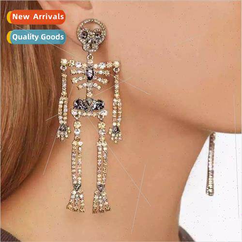 Europe skull skeleton alloy rhinestone earrings female perso