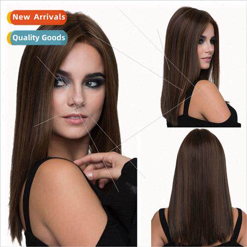 Europe Women Medium Long Wigs Brown Pick Dye Medium Length M