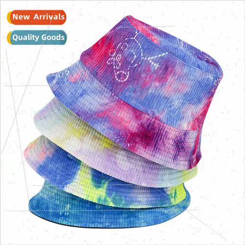 Autumn winter new tie-dye corduroy tub hat Europe Uned State