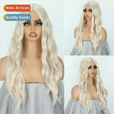 Europe fashion wig women middle parted long blonde chemical