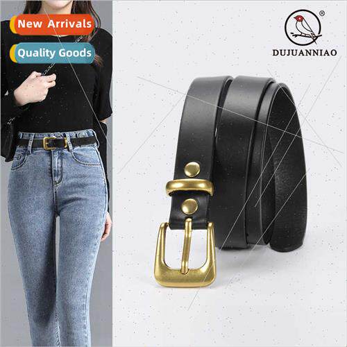 Belt ladies retro pin buckle simple casual fine head layer l