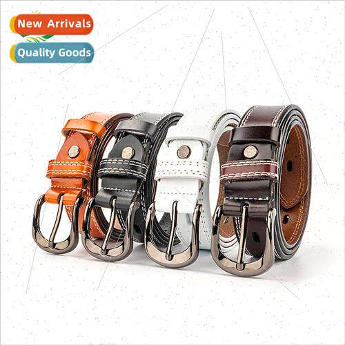 Women belt two layer cowhide hollowed out simple versatile r