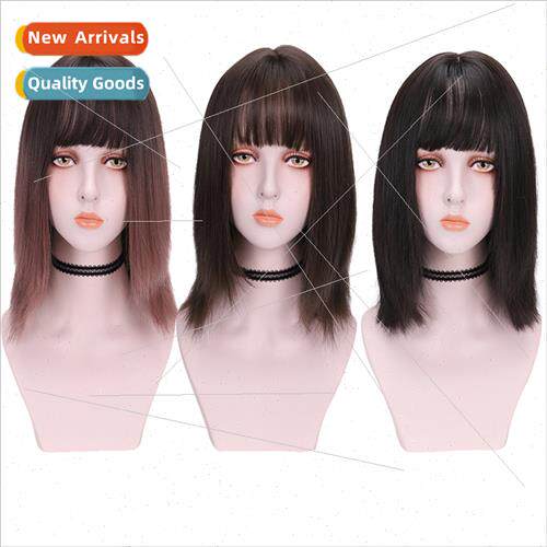 Wig female short hair cartoon bangs fluffy repair face natur