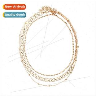 Gold Beads Collarbone Creative Vintage Layered Chain Multi