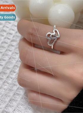 Double hearts connected open index finger ring适用girlfriend