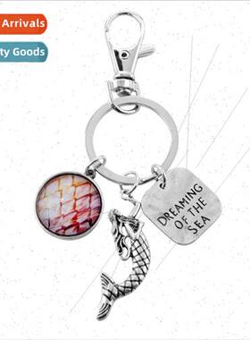 Mermaid combination keychain alloy pendant  American jewelry