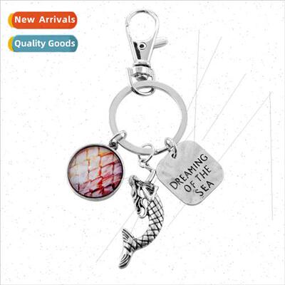Mermaid combination keychain alloy pendant  American jewelry
