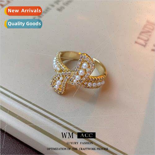 zirconia pearl knot opening ring niche finger ring hundred h