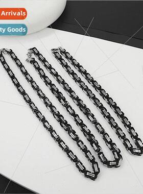 Stainless Steel Square Clasp Necklace Europe Fashion  Men Em