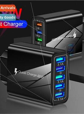 LED 5 USB Charger Cell Phone Charger Brish Standard Multi-Po