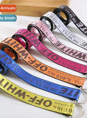 OFF-WHITE English letter pattern printed canvas belt men wom