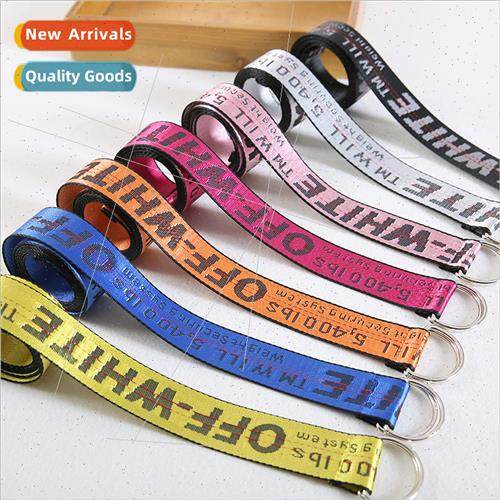 OFF-WHITE English letter pattern printed canvas belt men wom