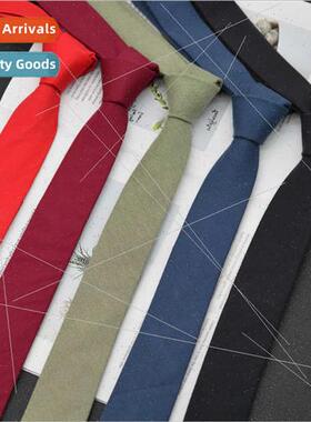 5cm solid color narrow tie cotton color men women Korean gro