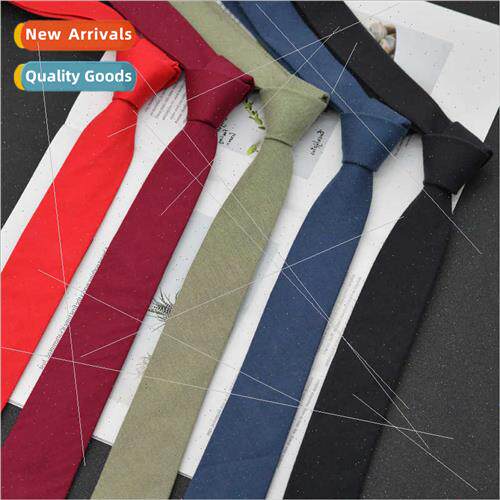 5cm solid color narrow tie cotton color men women Korean gro