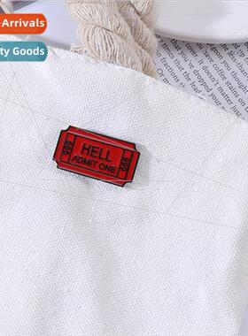 New creative stamp brooch HELL ADMIT ONE personalized pins b