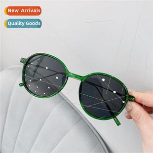 New sunglasses 适用women Korean retro vegan sunglasses round