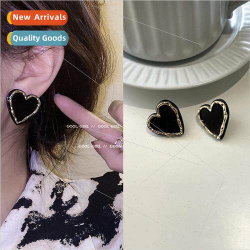 Autumn winter new earrings dark two-color love earrings simp