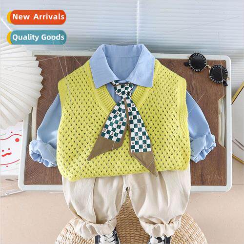 Spring and Autumn section childrens suit sweater three-piece