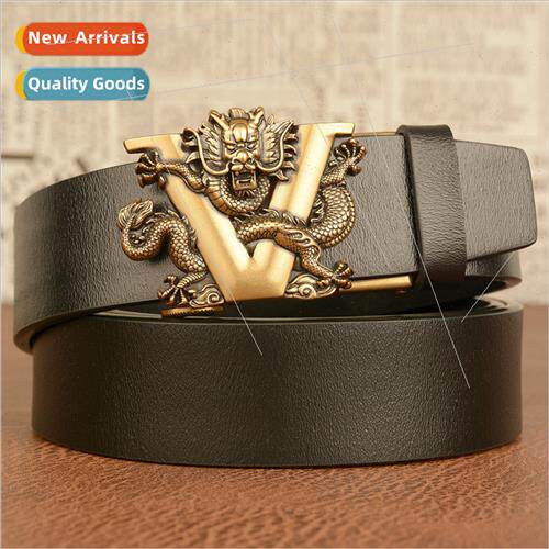 Belt men cowhide two layer cowhide belt Europe V dragon auto