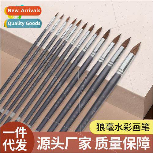 12 Wolf Hair Pointed Watercolor Brushes Set Oil Paint Brushe