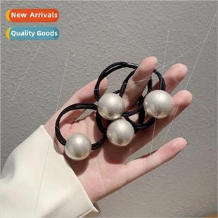female large hair tie new band leather pearl basic simple